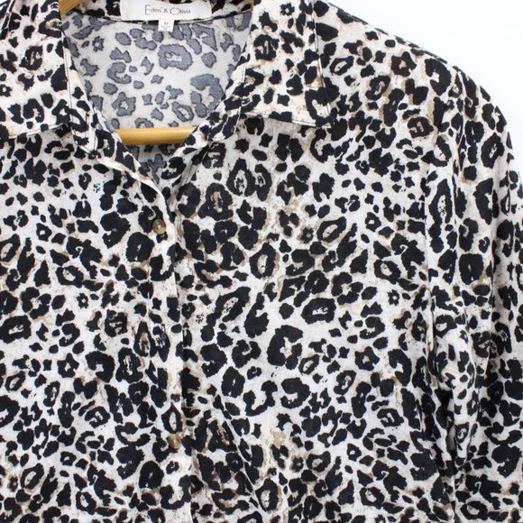 Eden & Olivia Shirt Womens Multicolor Animal Pattern Leopard Lightweight Size M - Picture 2 of 9